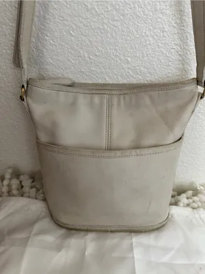 Vintage COACH Maggie Leather Bucket Bag in Rare Bone Ivory Crossbody 0137-039 thumbnail 4
