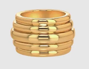 Anine Bing Chunky Ribbed 14k Ring in Gold thumbnail 1