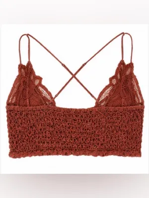 Free People FP One Lace Crochet Bralette Cami Dusty Rose Boho Festival Size M thumbnail 5