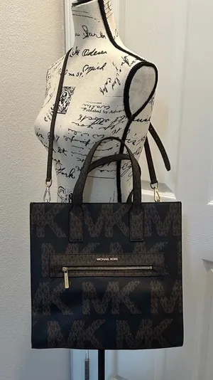 Michael Michael Kors Black and Brown MK Logo Tote with Shoulder Strap thumbnail 1