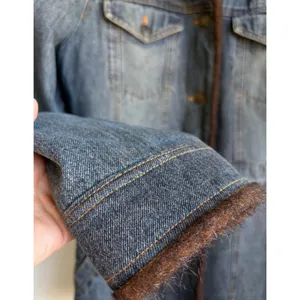 MARVIN RICHARDS Vtg 90s Faux Fur Lined Denim Penny Lane Jean Coat Womens Medium thumbnail 6