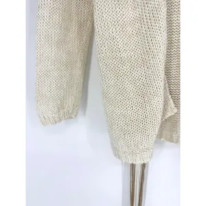 The Limited Cream Linen Metallic Open Front Cardigan Macrame‎ Fringe Belt XS thumbnail 3