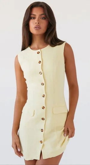 Peppermayo NWT Yellow Linen Mini Dress thumbnail 1