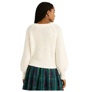 Free Assembly Womens Sweater Size S Cream 100 Shaker Knit Raglan Sleeve Pullover thumbnail 6
