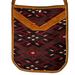 Kilim Jute Handmade Wool Leather Crossbody Bag Southwestern Aztec Boho Hippie thumbnail 4