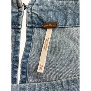 Free‎ People Denim Babydoll Mini Dress Blue Long Sleeve Pockets XS thumbnail 5