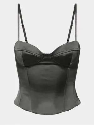 Aritzia TEN 4 Satin Bustier Corset Cami Top Coal Grey Sweetheart Minimal Party thumbnail 6