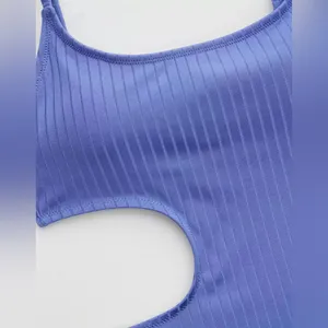 Aerie Ribbed Shine Side Scoop One Piece Swimsuit in Baja Blue Size Large NWT thumbnail 6
