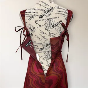 For Love & Lemons Eleanor Red Swirl Print Cowl Chiffon Mini Dress Homecoming NWT thumbnail 6