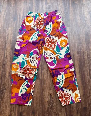 Vintage 90s I.B. Diffusion Abstract Floral Wide Leg Psychedelic Pants - Size 12 thumbnail 1