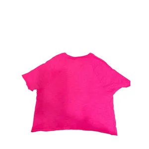 Victoria Secret PINK Crop Top Neon Pink Solid Short Sleeve Crew Neck Raw Cut Hem thumbnail 2