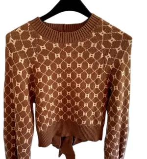 Buckle | Willow & Root Open Back Tie Sweater Brown Print Neutral Size Small BKE thumbnail 6