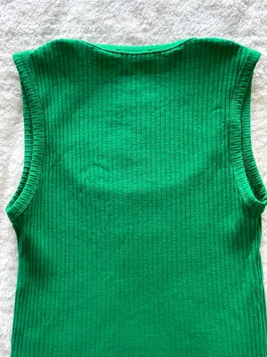 Zara Green Ribbed Scoop Neck Tank Size Small thumbnail 4