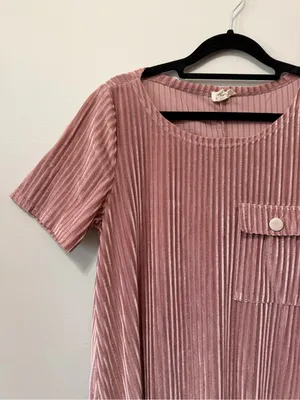POL Dusty Pink Velvet Pocket Shift Dress Size S thumbnail 6