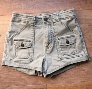 Abercrombie & Fitch High-Waist Utility Shorts — Khaki Green thumbnail 1