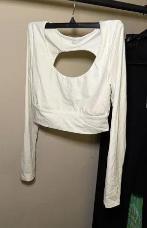 Aerie offline long sleeve white workout top thumbnail 1