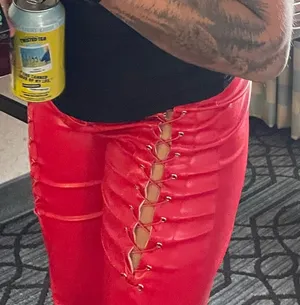 Amazon Red Leather Pants thumbnail 4