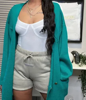 Green Chunky Knit Oversized Cardigan Large thumbnail 1