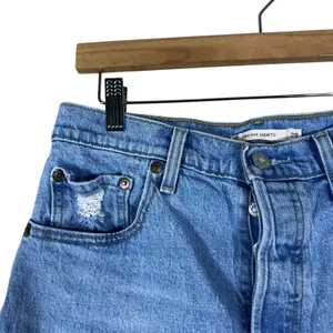 Levi's Ribcage Shorts Distressed Denim Cutoff Light Wash High Rise Size 29 thumbnail 2
