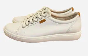 ECCO Soft 7 White Leather Lace Up Sneakers Size 6 - 6.5 thumbnail 1