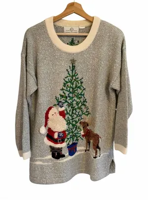 Vtg Design Options Philip & Jane Gordon Womens Christmas Sweater Size M/L Santa thumbnail 1