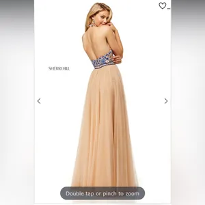 Sherri Hill 52475 Peach Halter Gown Dress Size 12 thumbnail 4