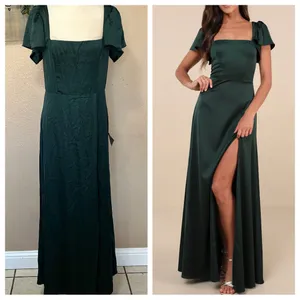 Lulus Ultimate Sweetness Emerald Green Satin Flutter Sleeve Maxi Dress thumbnail 2