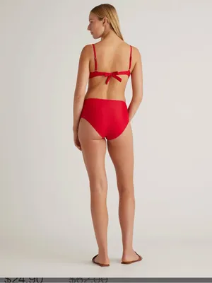 Quince Italian High Waisted Bikini Bottoms Cherry Red Size Small thumbnail 2