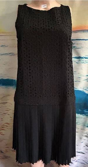 Loft Women’s Black Lace & Pleated Hem Sleeveless Dress SZ 6 NWT thumbnail 1