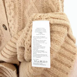 J. Crew Tan Cable Knit Stretch Cardigan Sweater Sz L thumbnail 3