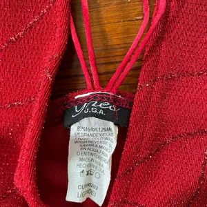 J USA Red Beaded Strappy Back Y2K Maxi Evening Dress Vintage 90’s Sz Large💛🍄 thumbnail 11
