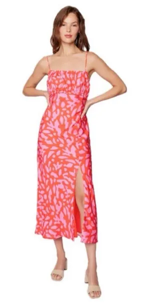 Lost and Wonder Midi Dress Slip Abstract Coral Pink Orange‎ Women Small $118 thumbnail 1