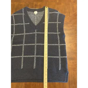 A New Day Women's Navy V-Neck Boxy Sweater Vest Windowpane Cute Chic Breathable thumbnail 7
