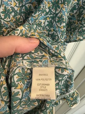 Max Studio Green and Cream Floral Peasant Blouse thumbnail 6