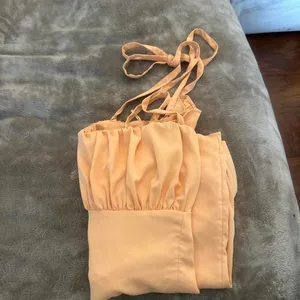 Abercrombie light orange strappy midi dress thumbnail 2