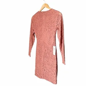 NWT Bardot Isla Dress Sz Small Copper Rose Lace Ruched Long Sleeve Mini Cocktail thumbnail 3
