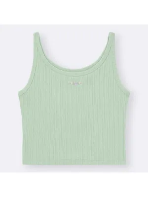 Uniqlo GU Cotton Blend Cropped Tank Top | Dry | Flower Baby Tee NWT Light Green thumbnail 2