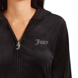 Juicy Couture Black Rhinestone Logo Zip Up Hoodie Jacket Large NWT thumbnail 10