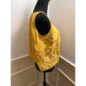 Anthropologie Vanessa Virginia Sadie Eyelet Swing Tank Mustard Yellow Bettina thumbnail 4