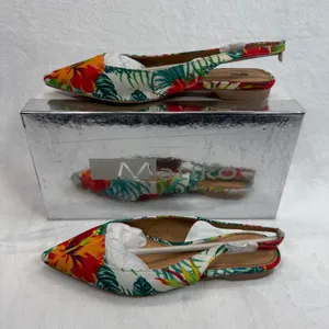 Matiko‎ Hawaiian Print Slingback Flats Pointed Toe Tropical Floral Shoes Size 36 thumbnail 1