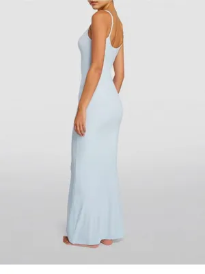 Skims SOFT LOUNGE LONG SLIP DRESS blue rare ribbed new spring maxi thumbnail 5