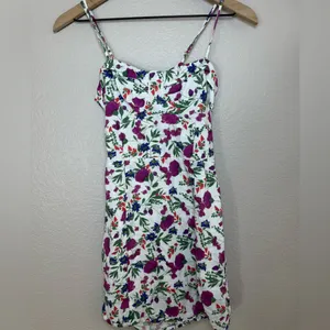 Vix Paula Hermanny Clover Yana Floral Mini Dress in White XS Linen Rayon $268 thumbnail 9