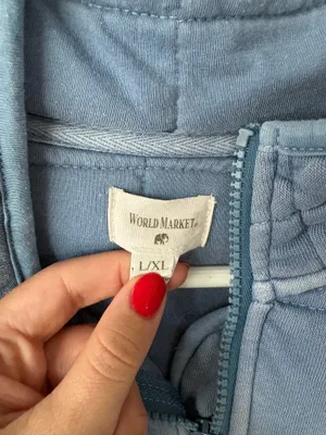 World Market quilted blue jacket! Size L thumbnail 3