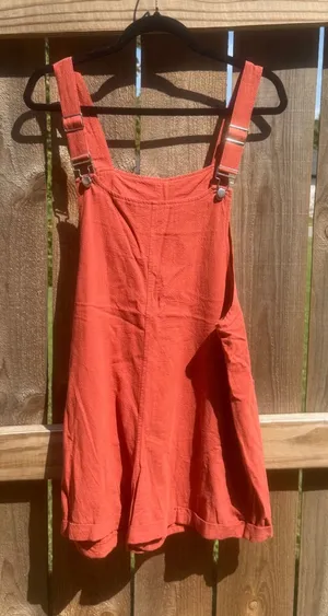 Women's Burnt Orange Textured Overall Romper Size Medium thumbnail 1