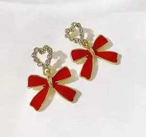 Butterfly bow Earrings Red thumbnail 1