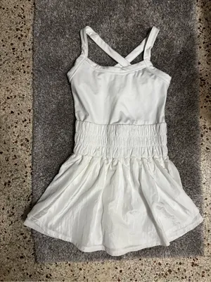 FREE PEOPLE FP Movement Prima Shortsie Romper Jumpsuit White Tiered Small thumbnail 4