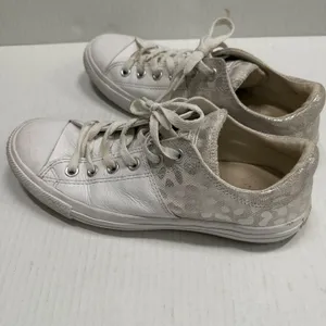 Converse One Star Shoes Womens 9 White‎ Leather Animal Print Glitter Sneakers thumbnail 5