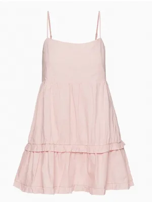 Aritzia Sunday Best Hayes Dress tiered mini dress organic cotton linen pink XS thumbnail 1