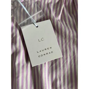 NWT LC‎ Lauren Conrad purple/white stripped 3/4 sleeve blouse size medium thumbnail 4