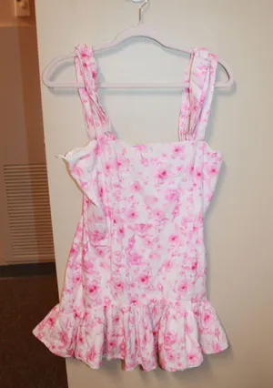 Hello Molly Off Shoulder Floral Mini Dress Pink thumbnail 3